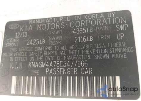 2014 Kia Optima Lx z USA, uszkodzony, nr VIN KNAGM4A78E5477966